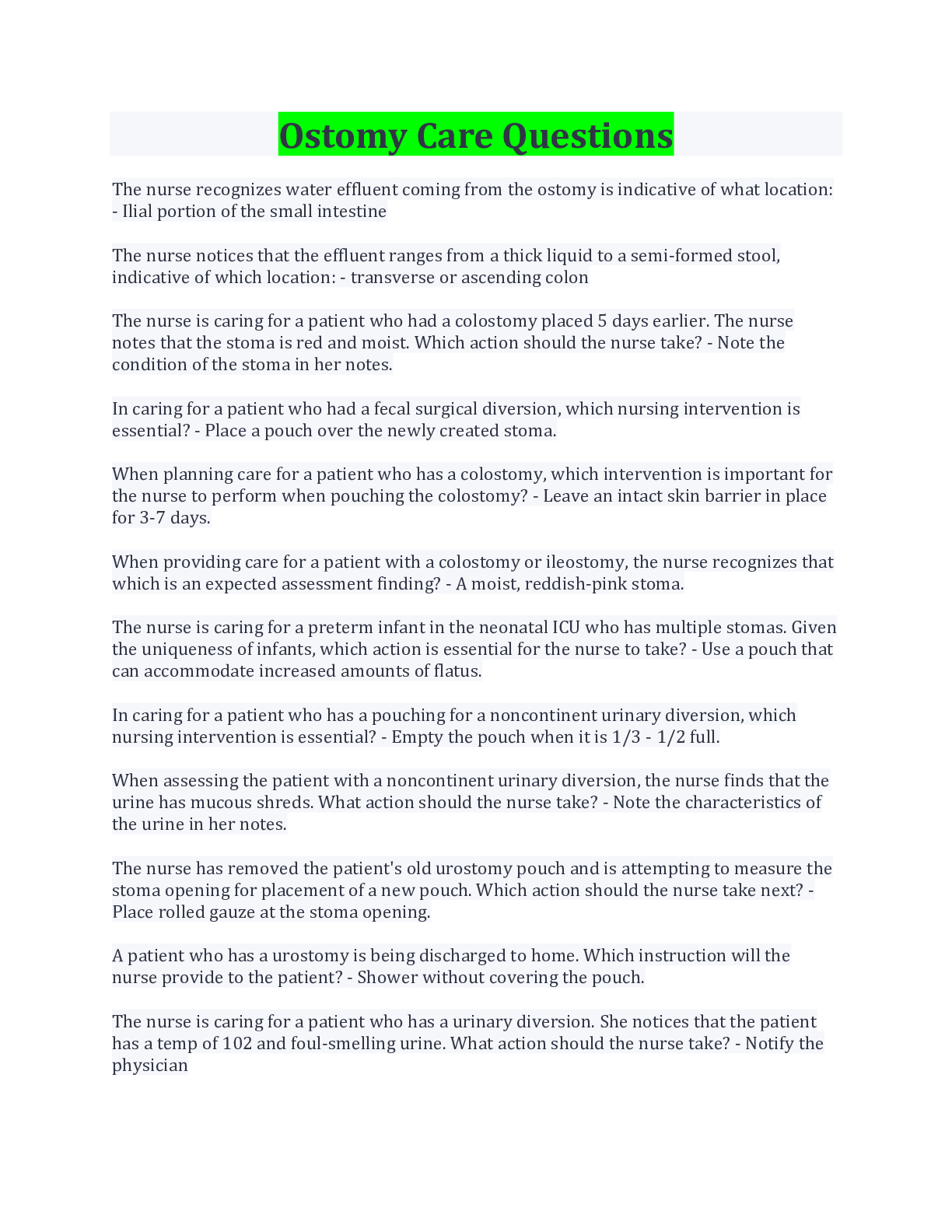 Preview image for Ostomy Care Questions And Answers